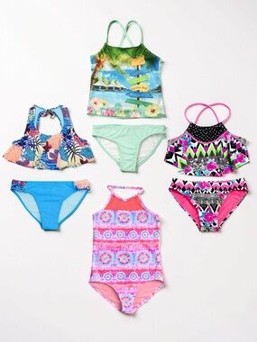 Girls Bathing Suit Bundle Variety Summer Vacation Colorful Fun Boho Tropical